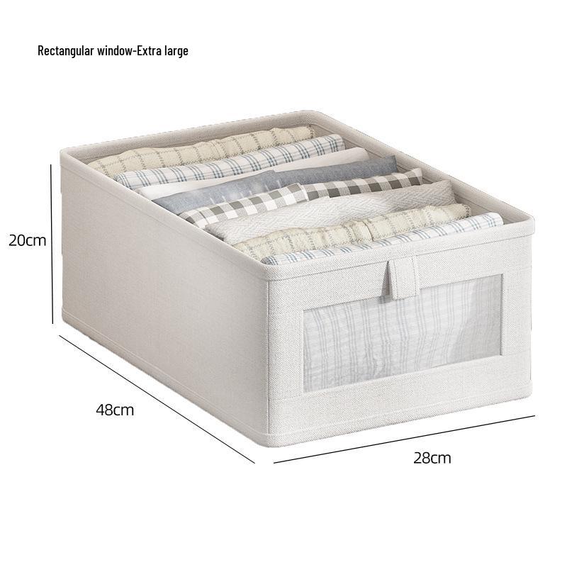 Большой складной контейнер для хранения из хлопка и льна с прозрачным окошком
