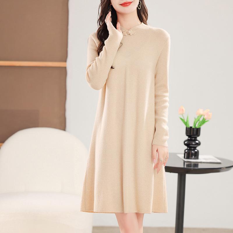 Женское кашемировое платье Qinghe кашемир 30% кашемир 70% шерсть осенне-зимняя кашемировая юбка мягкая и теплая