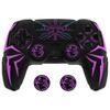 Silicone Protective Cover for PlayVital Ps5 Cyber Spider 2 Thumb Grip Caps and 6 Stickers with Compatible with Charging Dock Black Purple Controller,