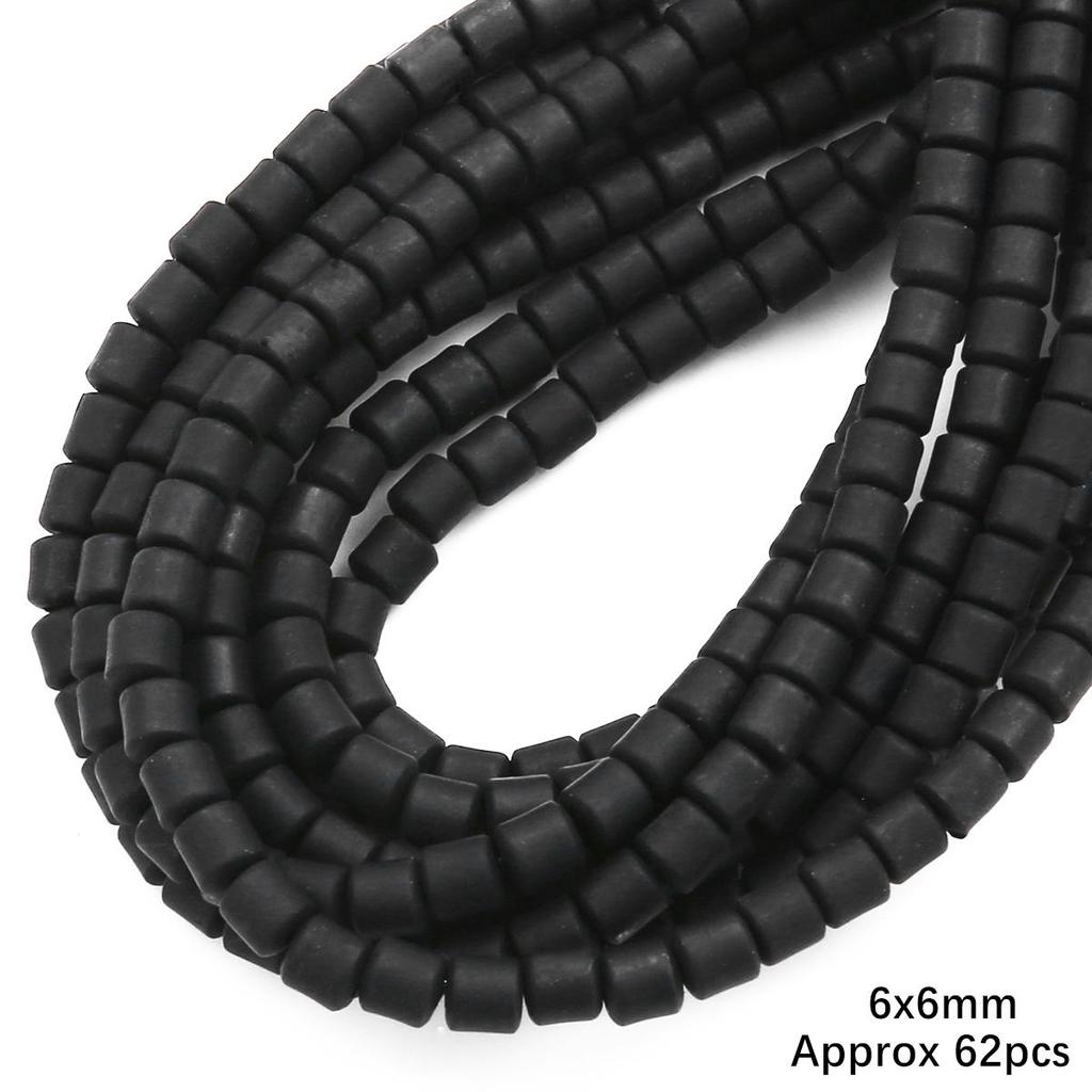 60pcs/Bag 6x6mm Flat Round Cylinder Polymer Resin Clay Beads Loose Spacer Handmade Beads For DIY Jewelry Making Bracelets Necklaces Crafts 38cm/15