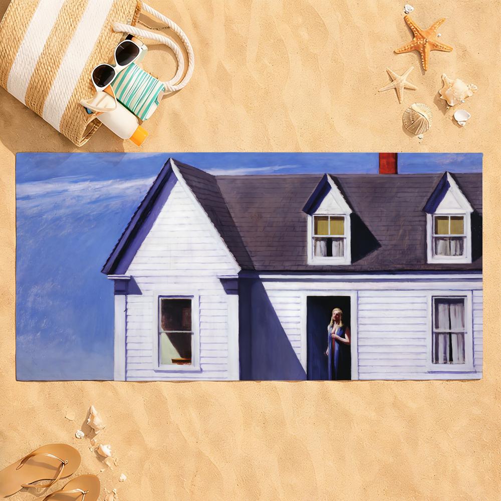 Art Edward Hopper Towel Quick Dry Absorbent Beach Towel for Sports, Fitness, Swimming and Outdoor Activities