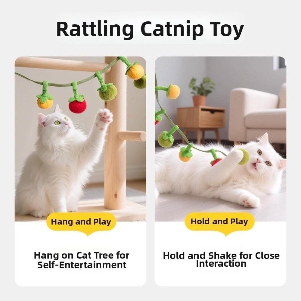 Pet Supplies Bite Resistant Tomato Cat Teaser with Bell Boredom Relief Interactive Kitten Toy Teaser Rope Self Play
