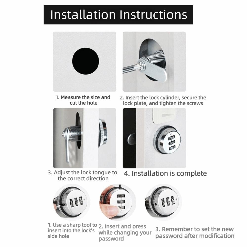 Multicolor Password Coded Lock Zinc Zinc Zinc Alloy Metal Security Locks File Drawer Locks  Cabinets
