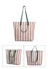 2026 Trendy Korean Color Block Stripe Large Tote Bag