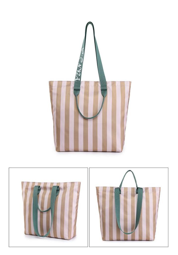 2026 Trendy Korean Color Block Stripe Large Tote Bag