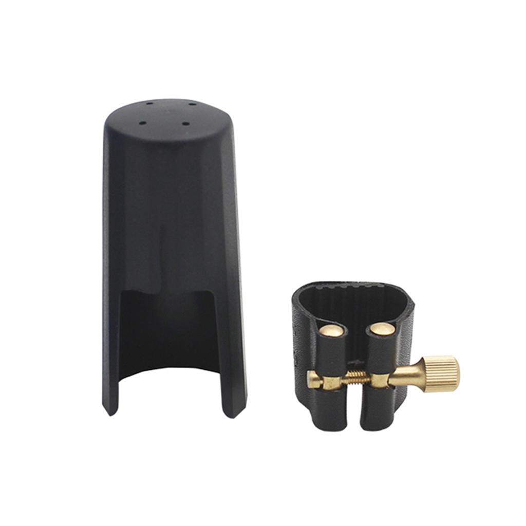 Universal Professional Black Plastic Saxophone Mouthpiece Cap PU Leather Ligature Clip for Alto Tenor Soprano Saxophone Prevent Chipping And Breaking