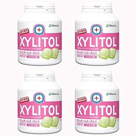 Уход за полостью рта, специальный для зубов Lotte Жевательная резинка Xylitol, тип-бутылка 90 штук 4 упаковки Вкус муската