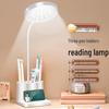 Rechargeable LED Eye-Protecting Desk Lamp with Gooseneck, Pen Holder, and Plug-In Option for Study and Dormitory Use.