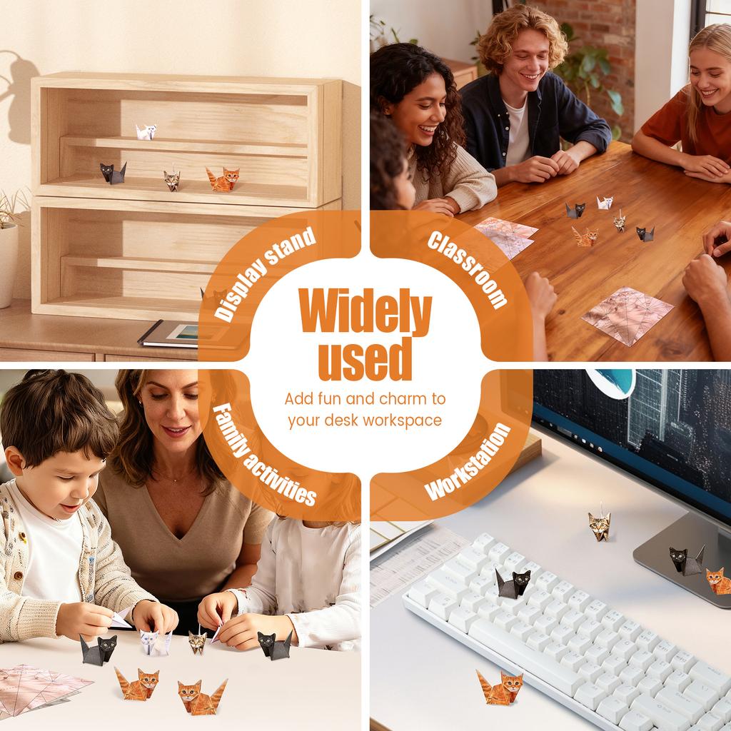 Бумажные кошки Набор для оригами Сделай сам Креативное Сложи свои бумажные фигурки кошек 3D Поделка с животными Занятие Подарок для любителя котят Украшения для стола