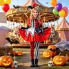 Halloween children's costumes: spooky clown outfit, funny and bizarre costume, scary doll, girls' carnival dress