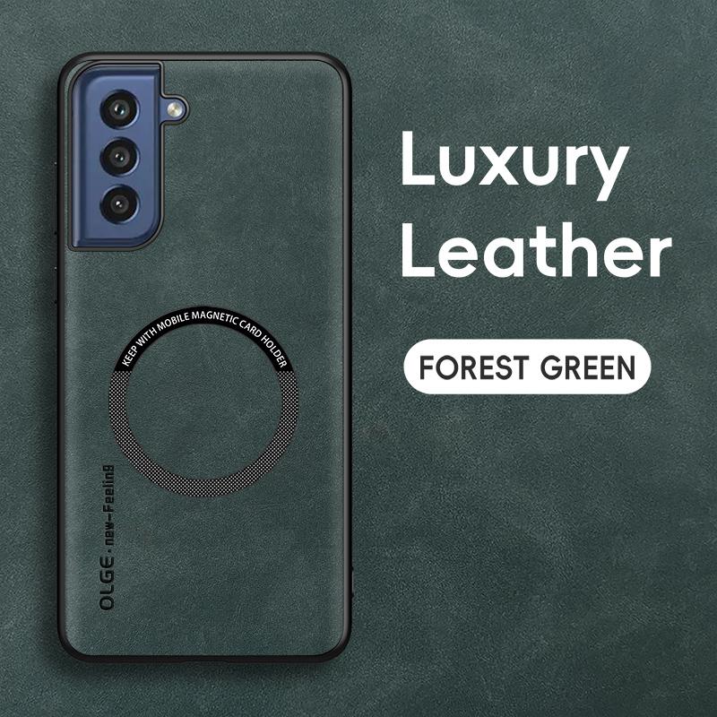 Магнитный ретро кожаный мягкий чехол для Samsung Galaxy S21 FE S21FE Беспроводная зарядка Чехол для телефона