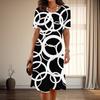 Women's Fashion Graceful Simple Print Summer Spring Short Sleeve O-Neck Casual Dresses