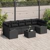 VidaXL 8-Piece Garden Sofa Set with Cushions Black Poly Rattan 3345963