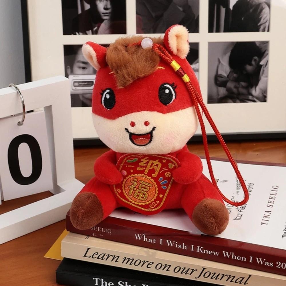 Red Chinese Zodiac Horse Doll Cartoon Mascot Traditional Pony Plush Doll  New Year