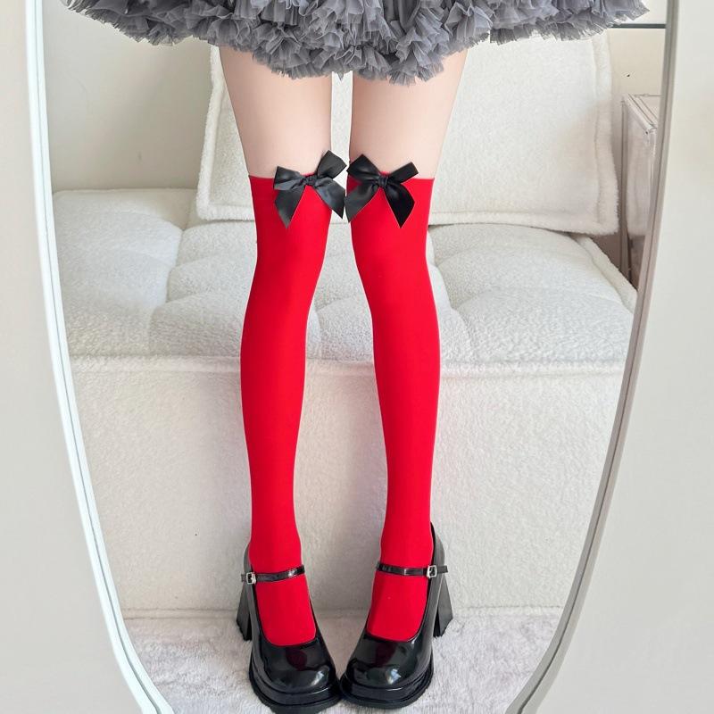 Japanese Jk White Knee Socks Summer Bow Black And White Knee Socks Sweet Bow Stockings Pure Desire Girl