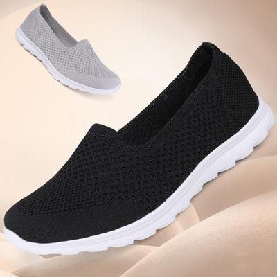 Летние женские ультралегкие дышащие летные вязаные туфли без шнуровки большого размера, легкие топсайдеры