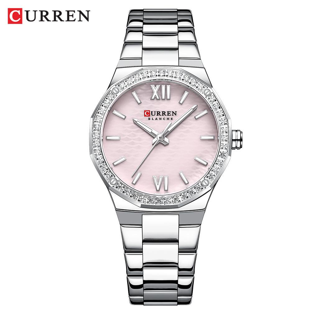 Женские модные кварцевые часы Curren Karrien 9103 с стальным браслетом
