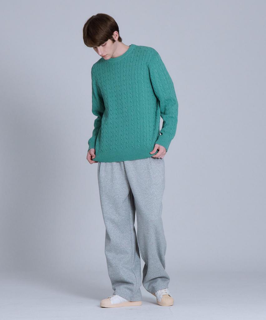 BASIC HOUSE Cable Round Neck Knit Mint Lykt7101 (Type A)