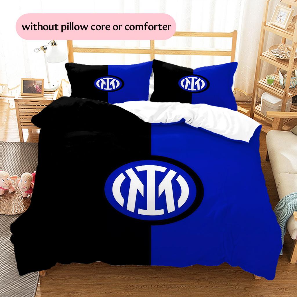 FC Internazionale Milano Pattern Bedding Quilt Set Home Decoration Gift (1 * duvet cover + 2 * pillowcase without core)