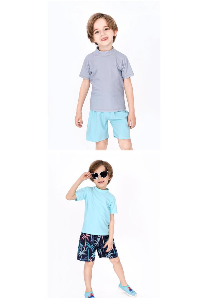 Kids' Sun Protection Two-Piece: Short Sleeve Casual Beachwear & Loose Pants for Boys & Girls