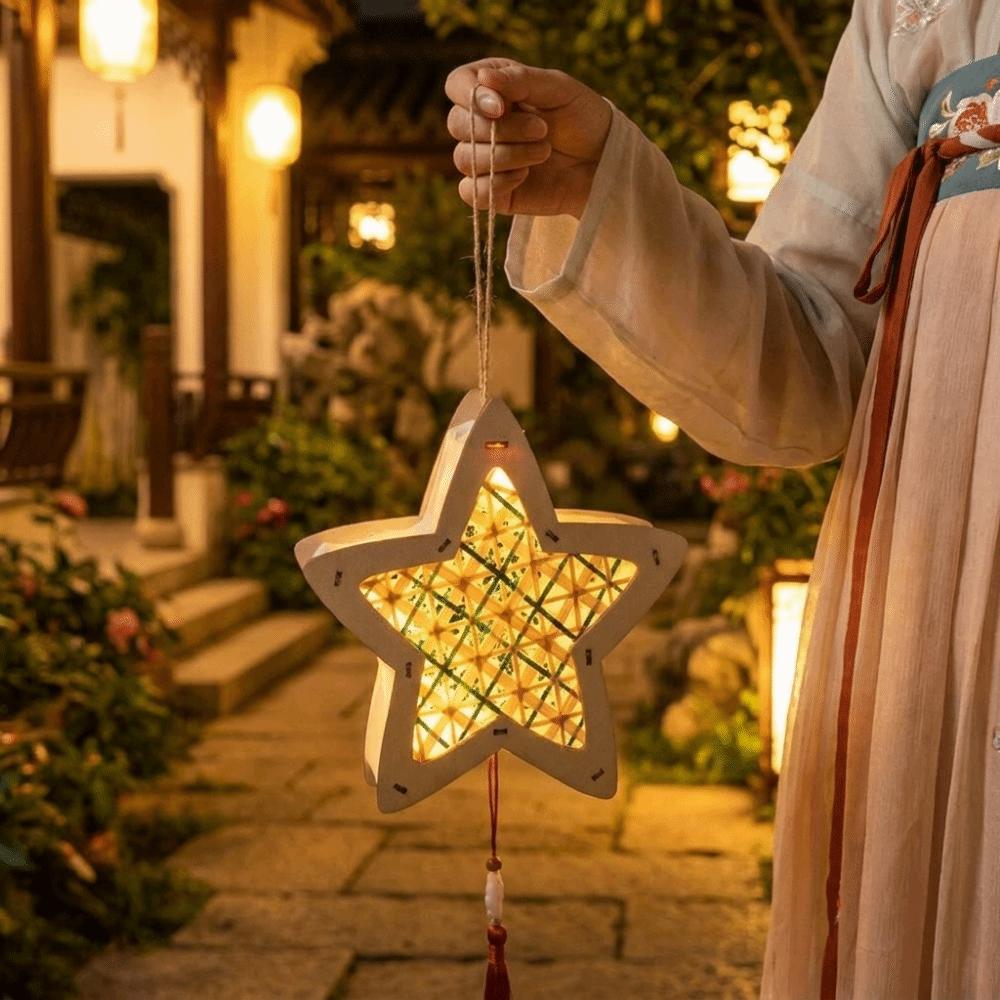 Handheld Bamboo Woven Lantern Chinese Style Glowing Rabbit Lantern Mid-Autumn Festival