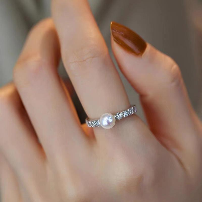 Темпераментное очаровательное пресноводное жемчужное кольцо высокого класса индивидуальность легкое роскошное нейтральное многослойное кольцо на указательный палец холодный ветер простой стиль