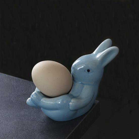 Подставка для яиц в виде лежащего кролика, керамическая подставка для яиц в виде кролика, пасхальное украшение, подставка для яиц всмятку, обеденный стол, сувениры для весенней домашней вечеринки