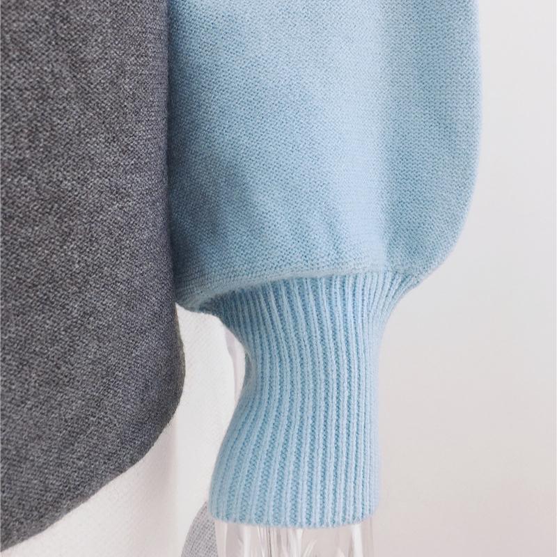 IHUASU Women's Autumn and Winter Models Commuter Large Size Splicing Striped Knitted Cardigan Long Loose Jumper