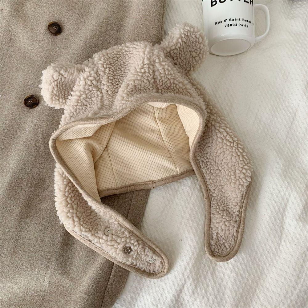 Warm Scarf Beanie Hat Plush Winter Cap Kawaii Bear Ear Hat Outdoor