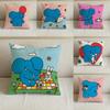 B-Blue Elephant Cappuccino Cushion Cover Natural Linen Pillowcase Set, All-In-One Decor For Sofa, Bedroom & Chair
