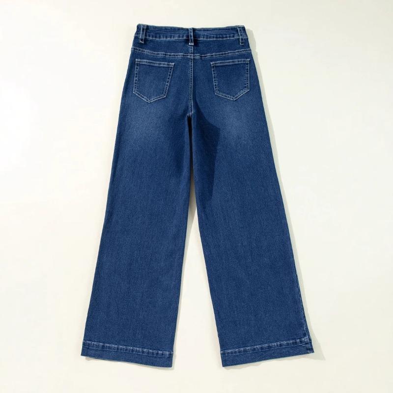 Женские весенние новые темно-синие джинсы с высокой талией и широкими штанинами, модные прямые брюки в стиле ретро