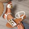 Flat Bottom Thin Strap Sandals Women's Summer New Large Size Women's Shoes Wind Elastic Beach Women's Sandals