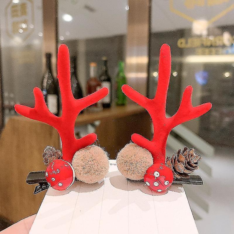 Wabjtam 5pairs Christmas Deer Elk Ear Antler Hair Clips Hairpin Xmas Gift Hairgrip Barrettes