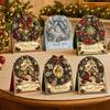 DIY Blessing Cards for Friends Christmas Card Kit, 3D Pop-Up Faux Pearl Art Snowman Holiday Gift Decoration Kit Santa Elk Wreath Card, Handmade
