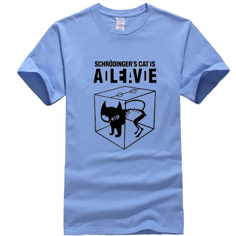 Schrodinger Cat Print 100 Cotton Men Woment Tshirt Summer Autumn Daily Outdoor Sports Party Casual Loose Street Short Sleeve