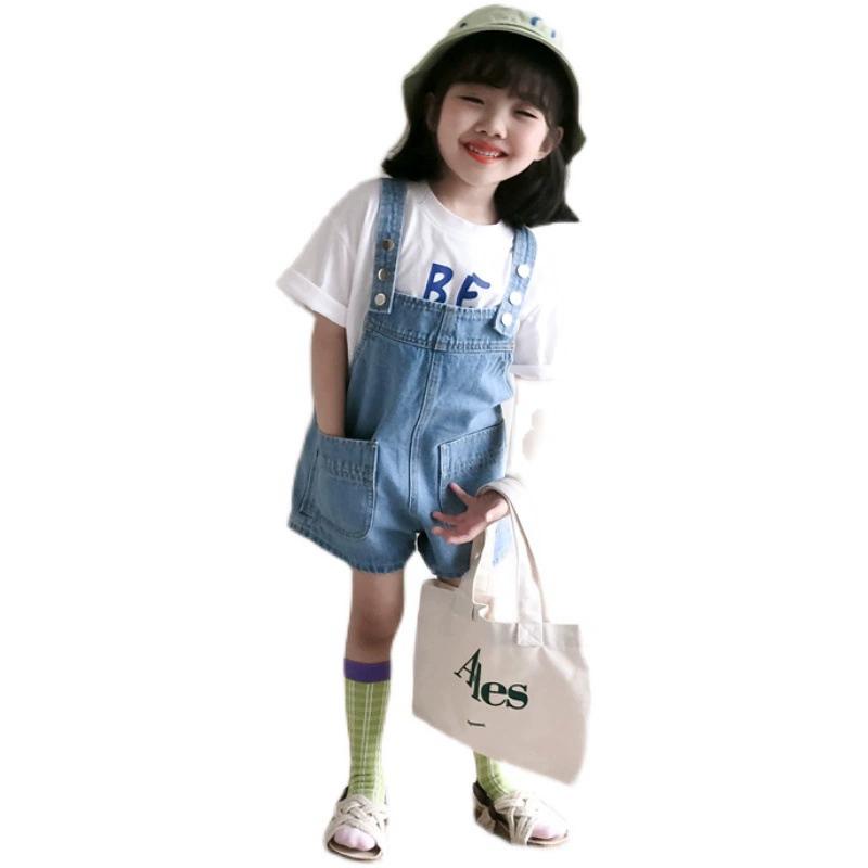Летние детские джинсовые комбинезоны-шорты, летние модели для детей, комбинезоны-шорты с открытыми плечами для девочек, повседневные брюки