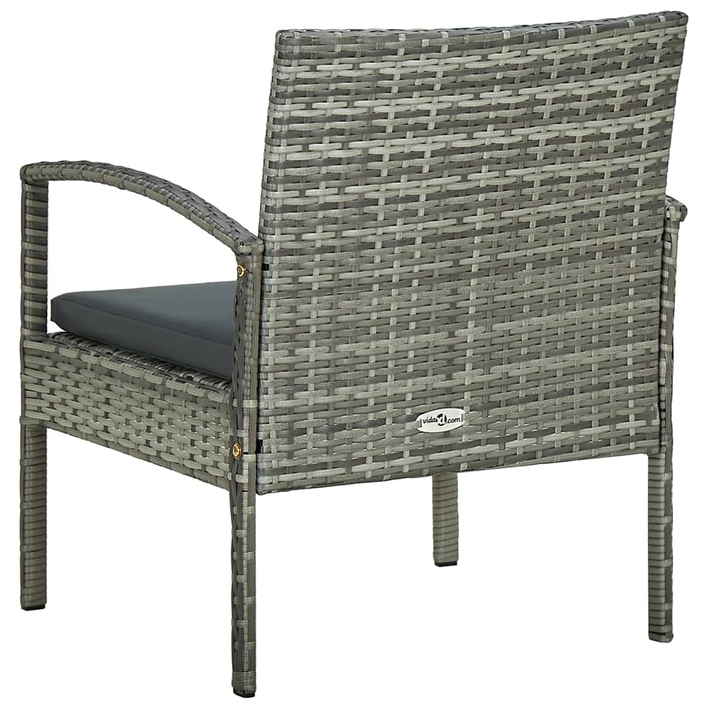 vidaXL Gartenstuhl mit Kissen Poly Rattan Grau