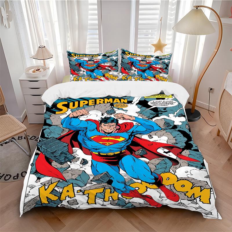 3pcs Superman Duvet Cover Set (1 Duvet Cover + 2 Pillowcases, No Core) - Comfortable, And Breathable Bedroom Decoration yy251104012