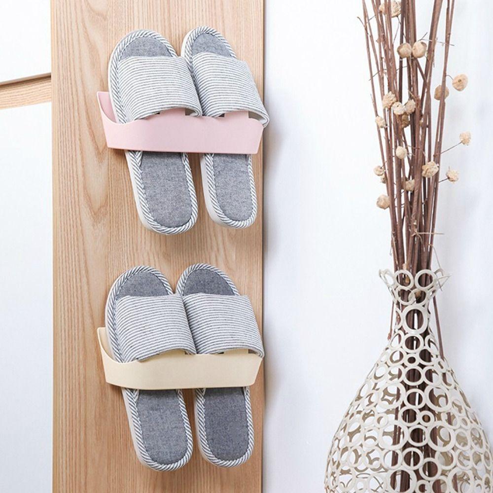 Self Adhesive Slippers Rack Wall Mounted Shoe Drying Rack Simple Shoes Hanger Home