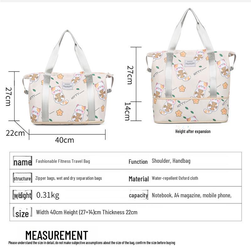 Women's Colorful Expandable Travel Bag - Double-Layer, Large-Capacity, Compact Luggage for Short Trips