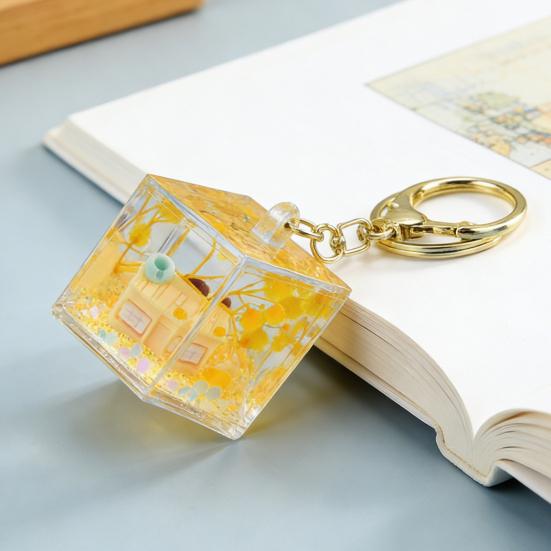 Брелок с песочной картиной, миниатюрная сказочная сцена, мини-прозрачный кубик, шарм для рюкзака, для сумок, ключей, кошелька, аксессуар