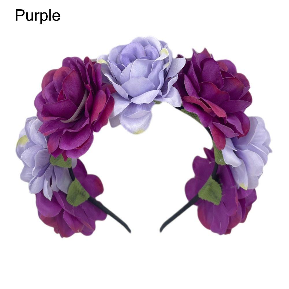 Bohemian Floral Crown Hairband Photo Props Flower Crown Rose Flower Headpiece for Women Girls