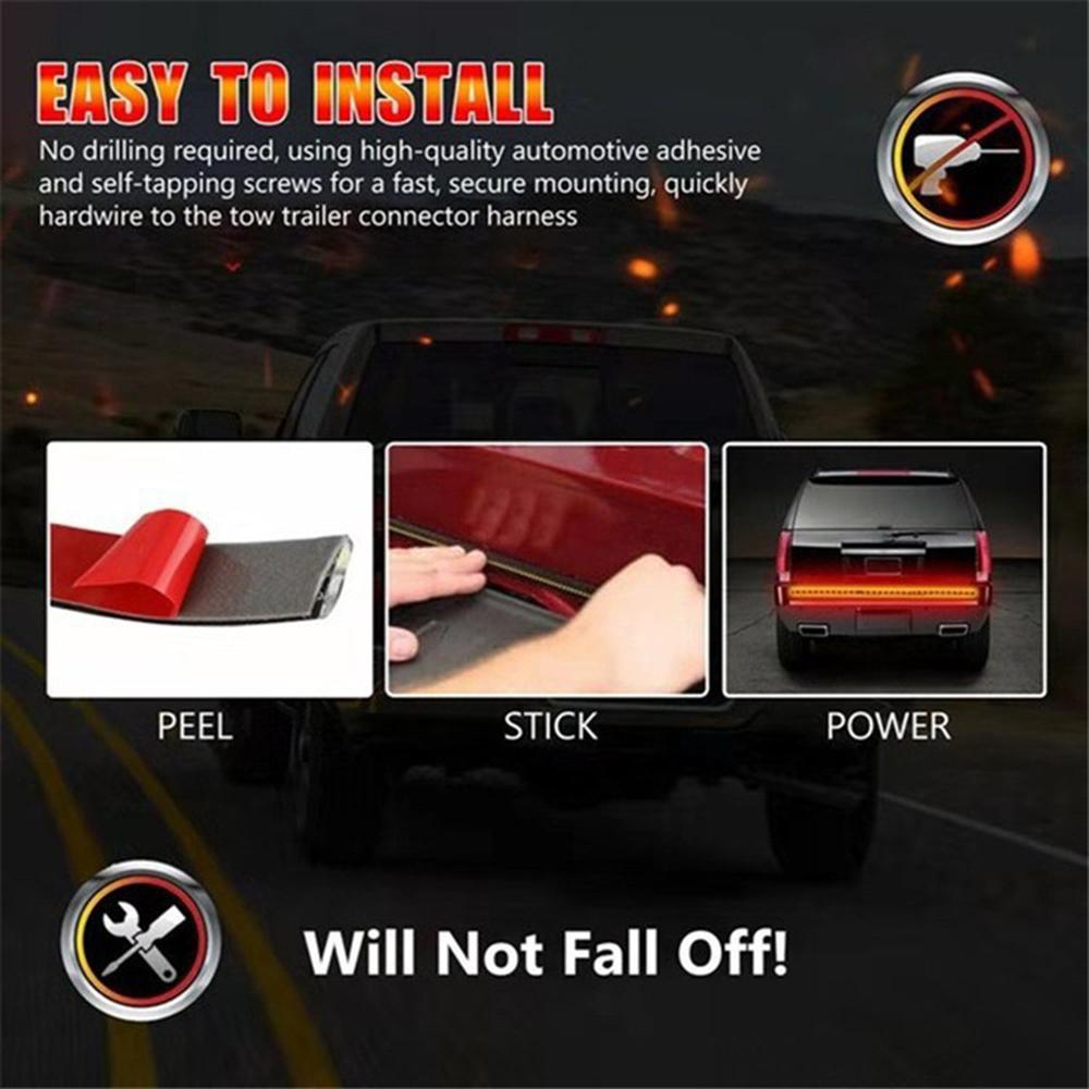 1.2m Flexible LED Tailgate Light Bar Turn Signal Brake Light Strip for 12V 24V Truck SUV