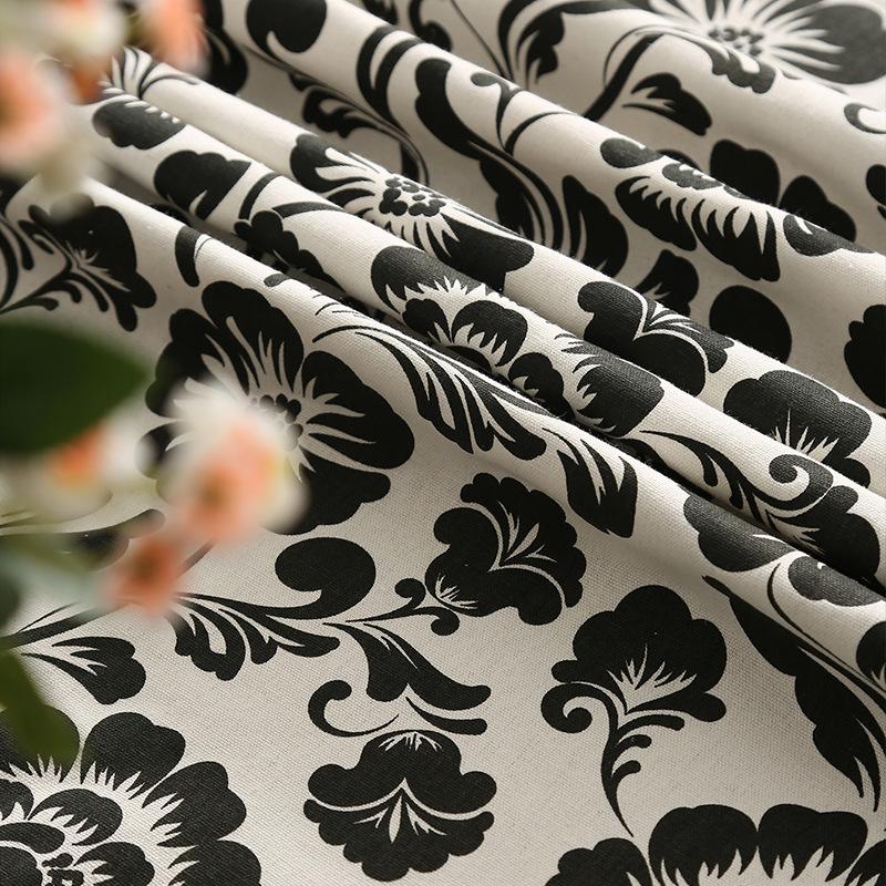 Tablecloth Retro Black Printed Tassel Tablecloth Household Coffee Table Tablecloth Dining Table Fabric