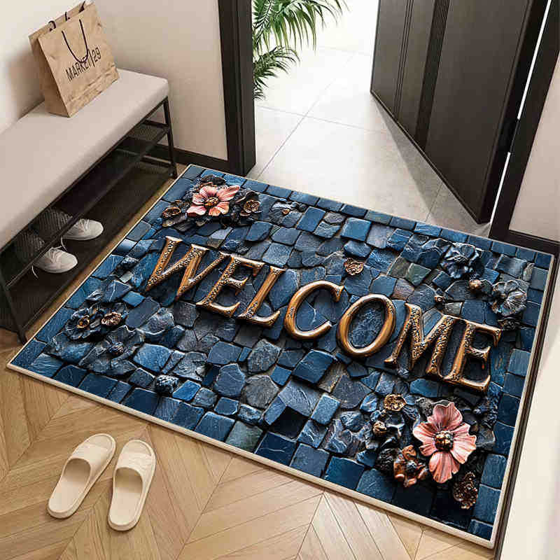 Домашний коврик в американском стиле для входной двери, скребущий грязь и почву, грязеотталкивающий, коврик из хрустального бархата, бытовой коврик, за которым легко ухаживать