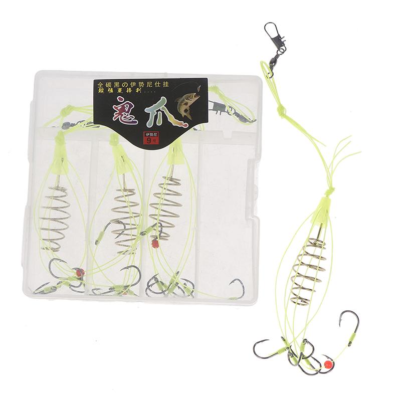 4 шт./набор 6-острых крючков Рыболовная приманка Ловушка Кормушка Клетка с пружинами из нержавеющей стали Взрывной рыболовный крючок для улучшения улова