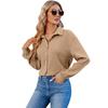 Elegant Long Sleeve Simple Office Shirt Button Up 2023 Solid Color Ladies Wrinkled Blouse Women Vintage Loose Casual Tops 28496