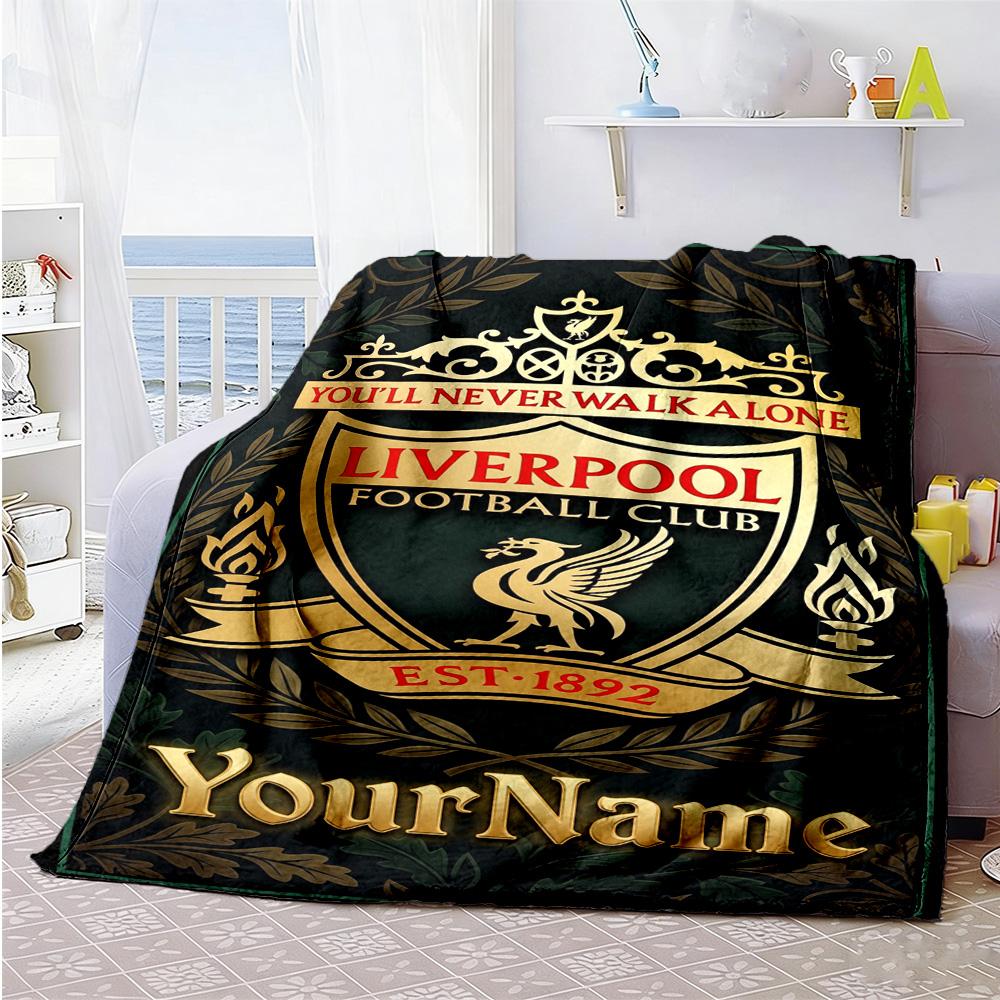 Liverpool Personalized Text Blanket Multi-purpose Customizable Blanket Warmthful Decor Perfect for Home Decor Office Sofa Livingroom