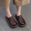Johnature Thick Soled Slippers Genuine Leather Round Toe Versatile Women's Flat Platform Shoes