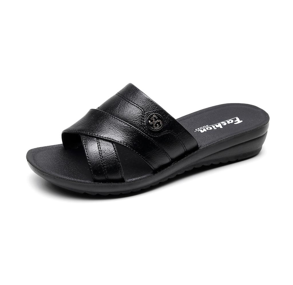 Сандалии для среднего и пожилого возраста, сандалии для мам, женская летняя верхняя одежда, нескользящая мягкая подошва из коровьей кожи, плоская подошва для среднего и пожилого возраста, большие размеры